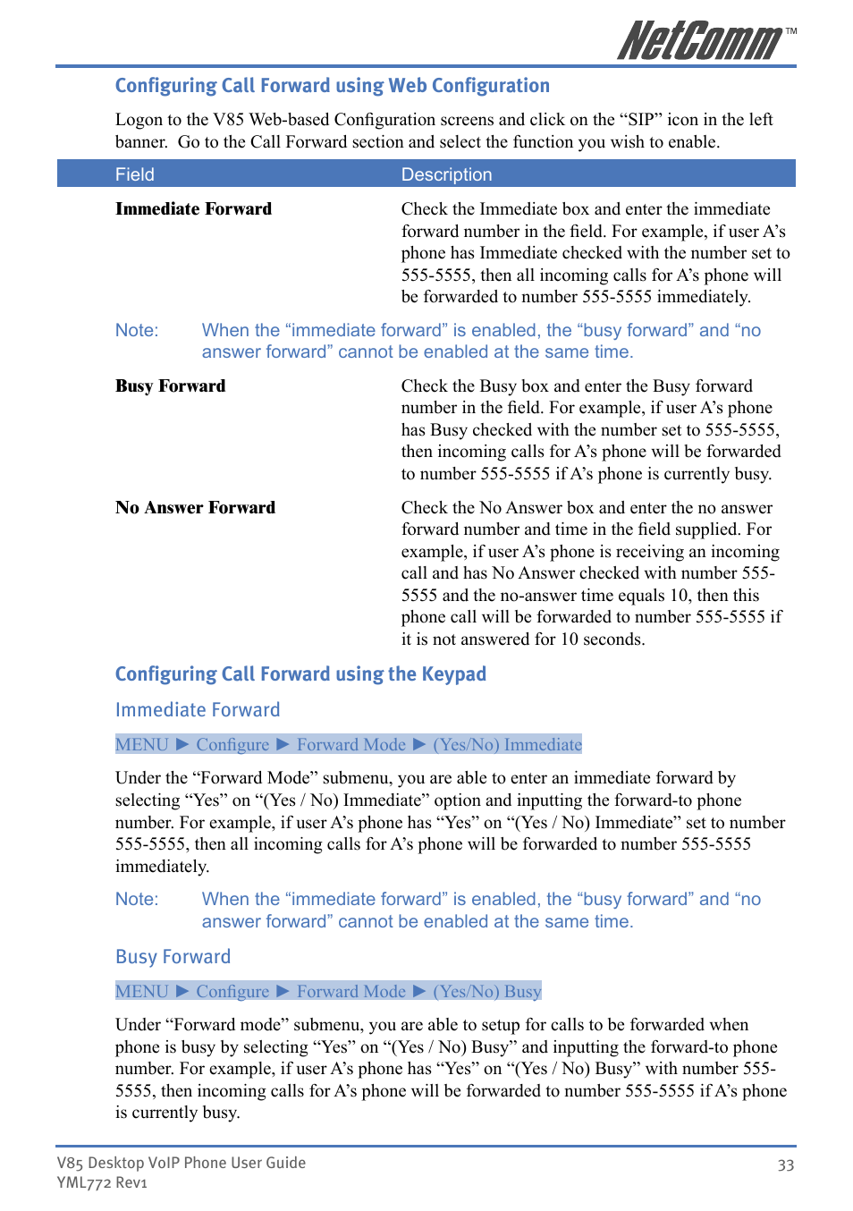 NetComm V85 User Manual | Page 33 / 61