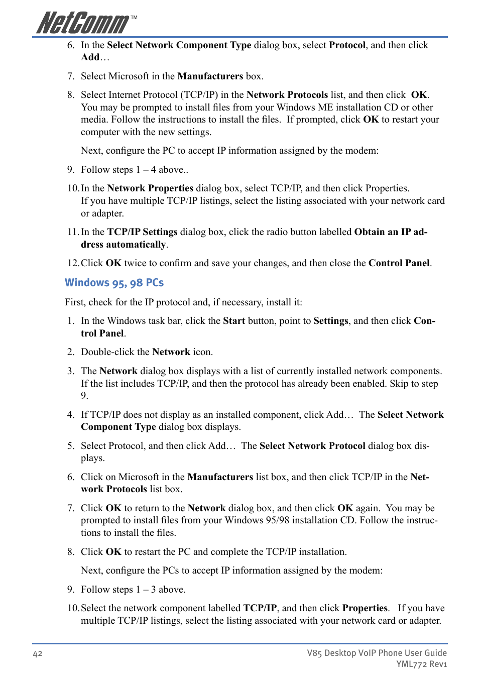 NetComm V85 User Manual | Page 42 / 61