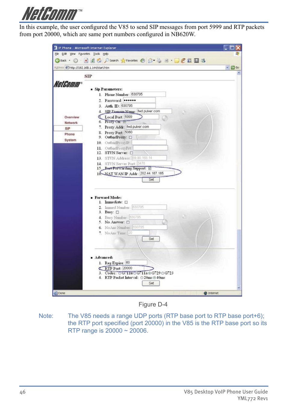 NetComm V85 User Manual | Page 46 / 61