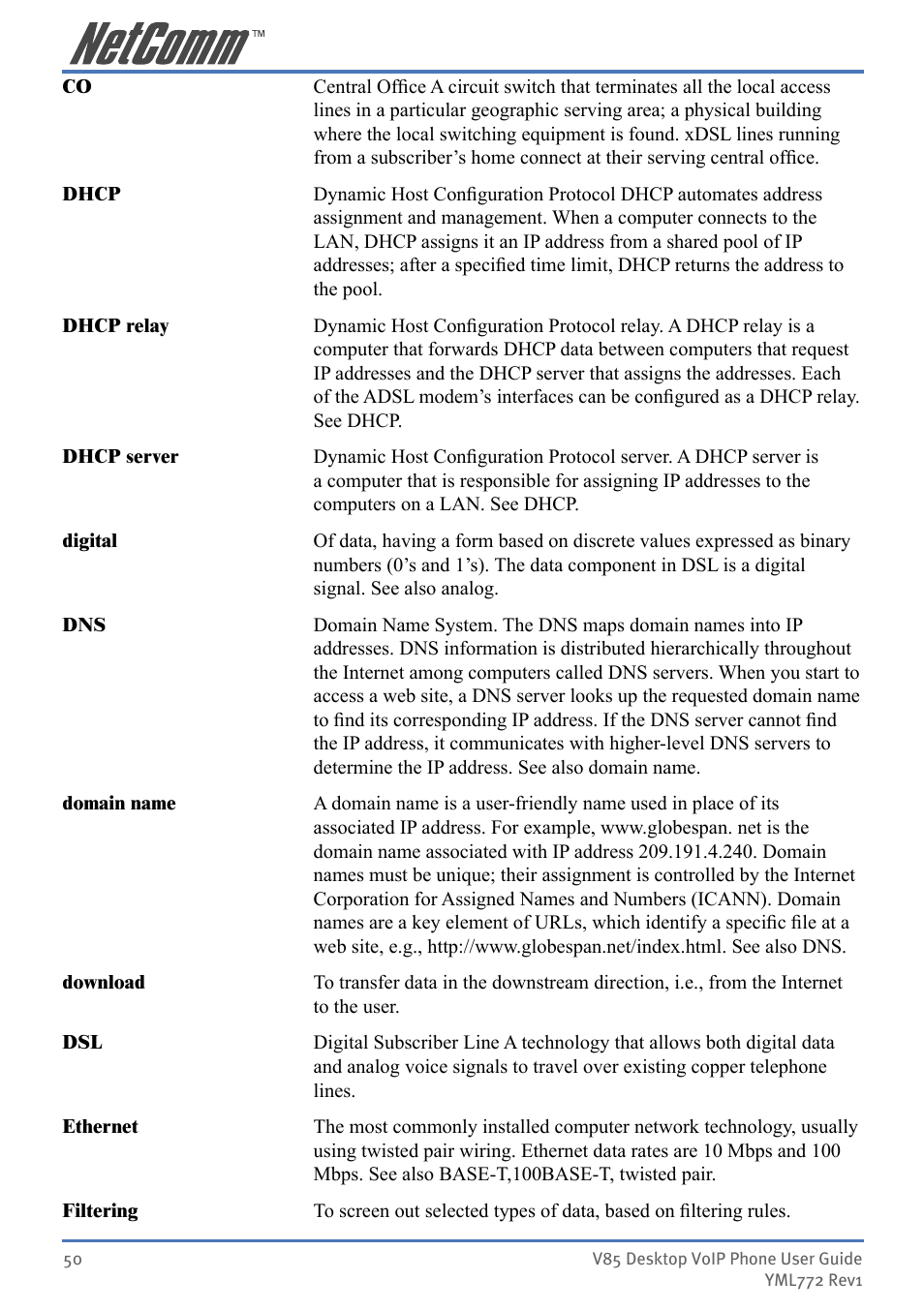 NetComm V85 User Manual | Page 50 / 61