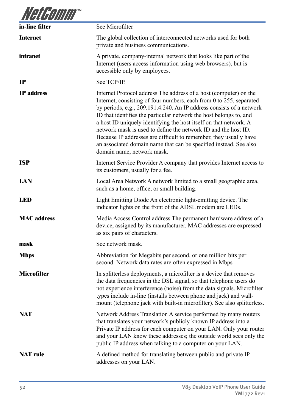 NetComm V85 User Manual | Page 52 / 61