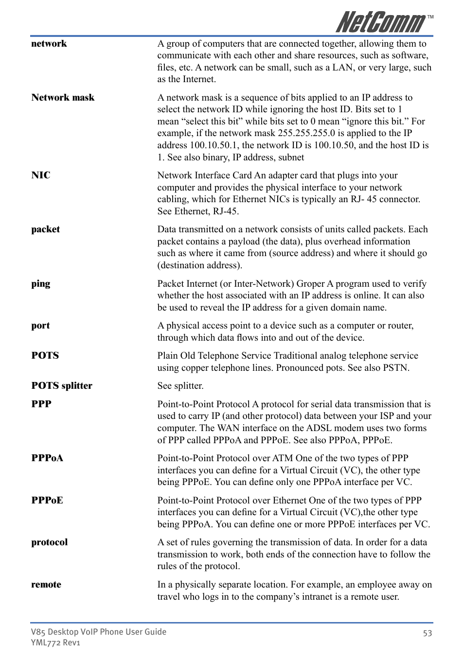 NetComm V85 User Manual | Page 53 / 61