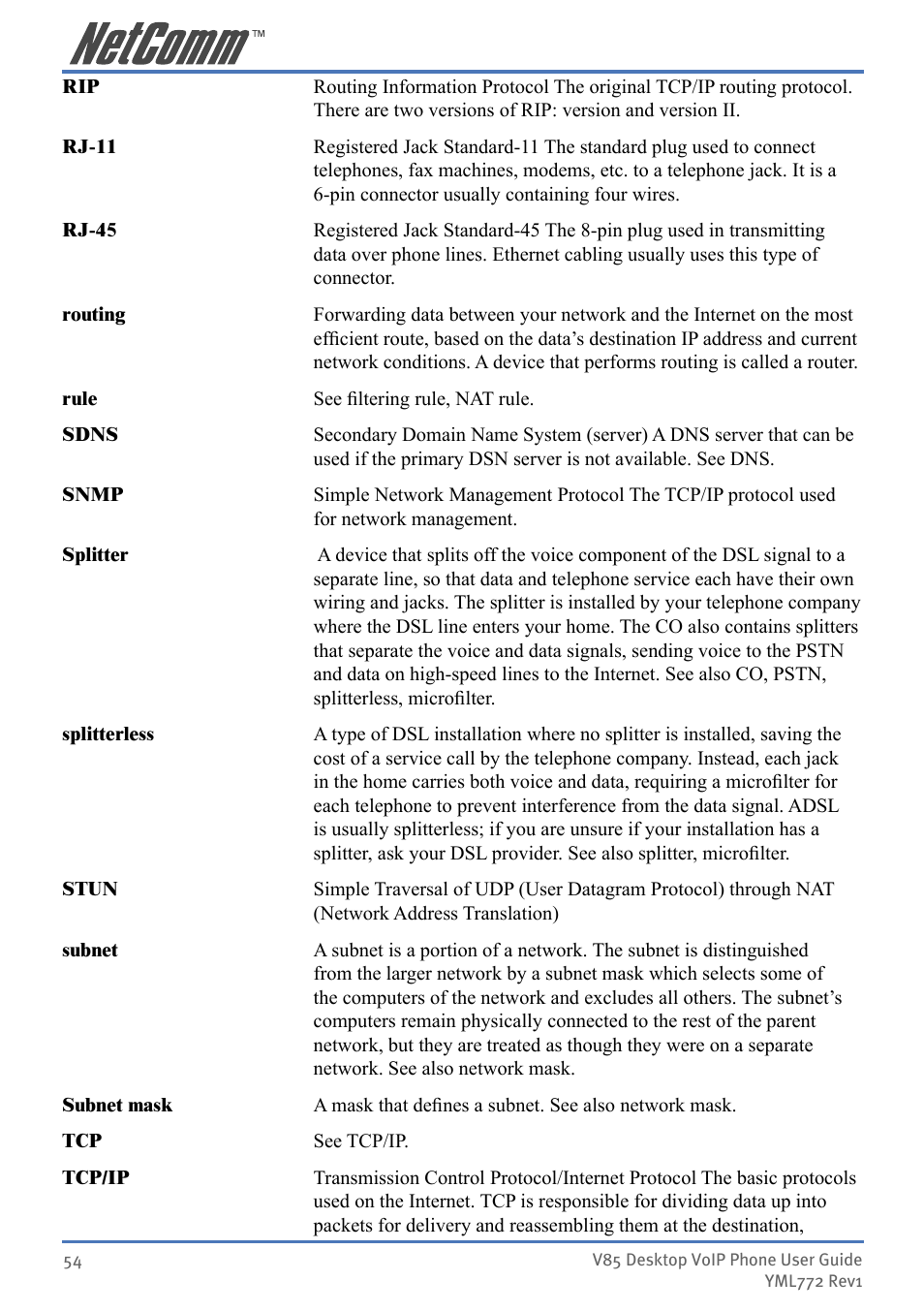 NetComm V85 User Manual | Page 54 / 61