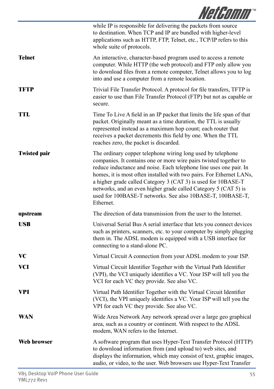 NetComm V85 User Manual | Page 55 / 61