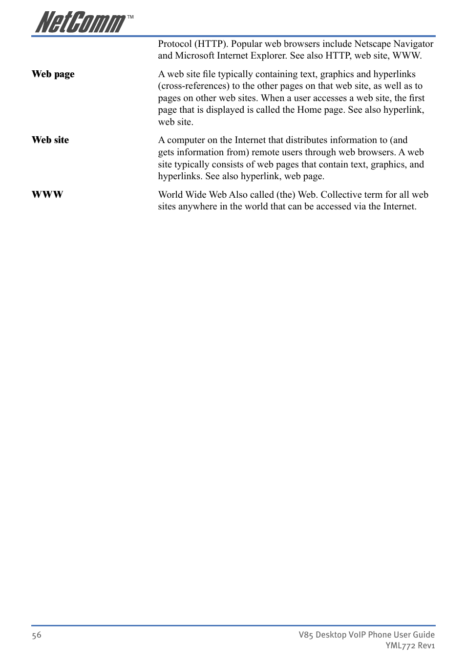 NetComm V85 User Manual | Page 56 / 61