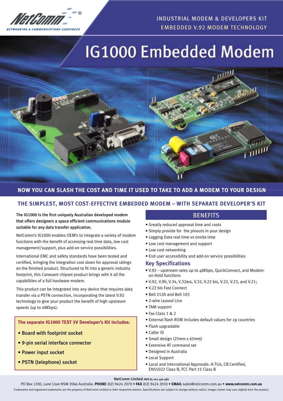 NetComm IG1000 User Manual | 2 pages