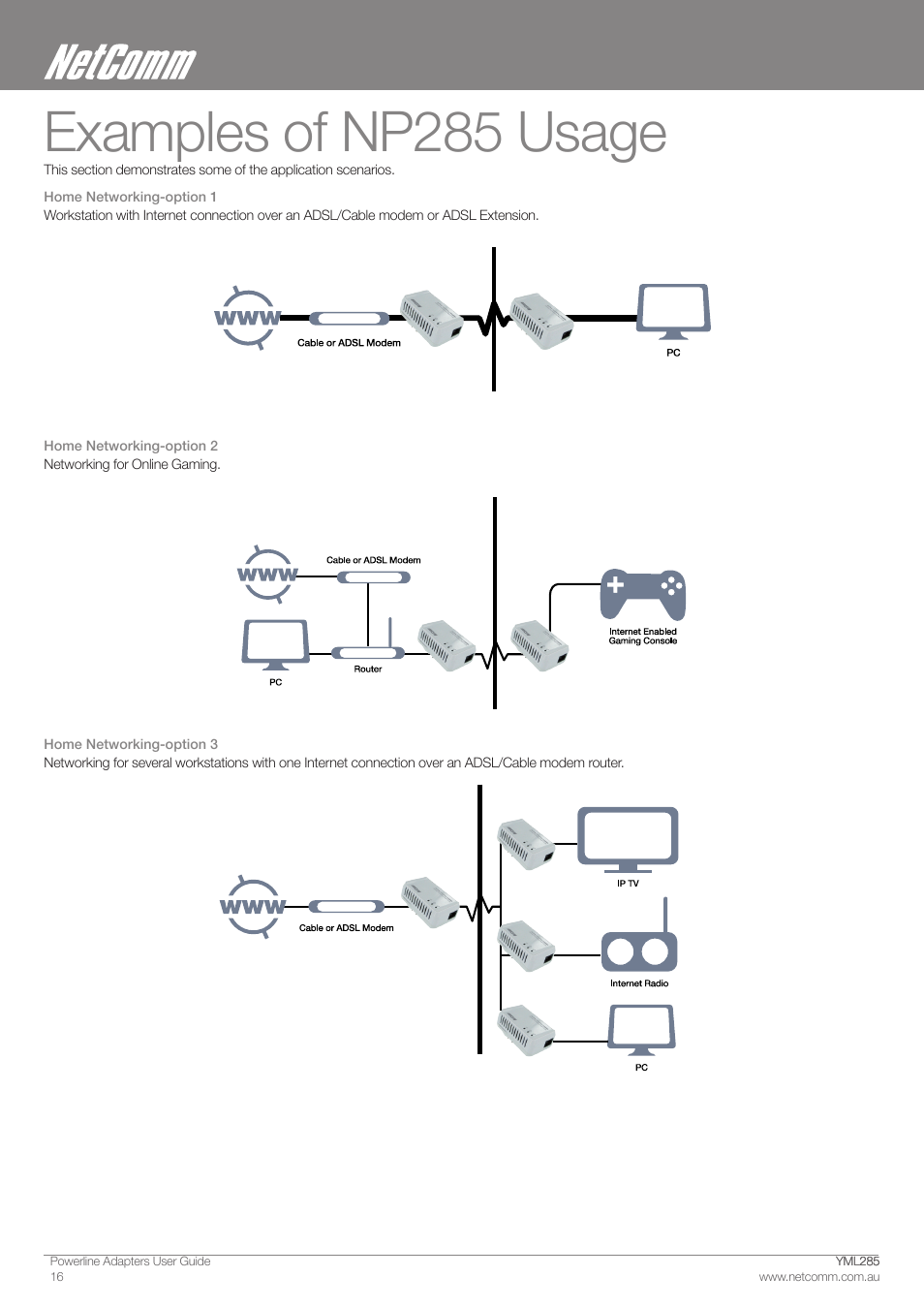 Examples of np��� usage | NetComm Powerline Adapter 85Mbps User Manual | Page 16 / 26