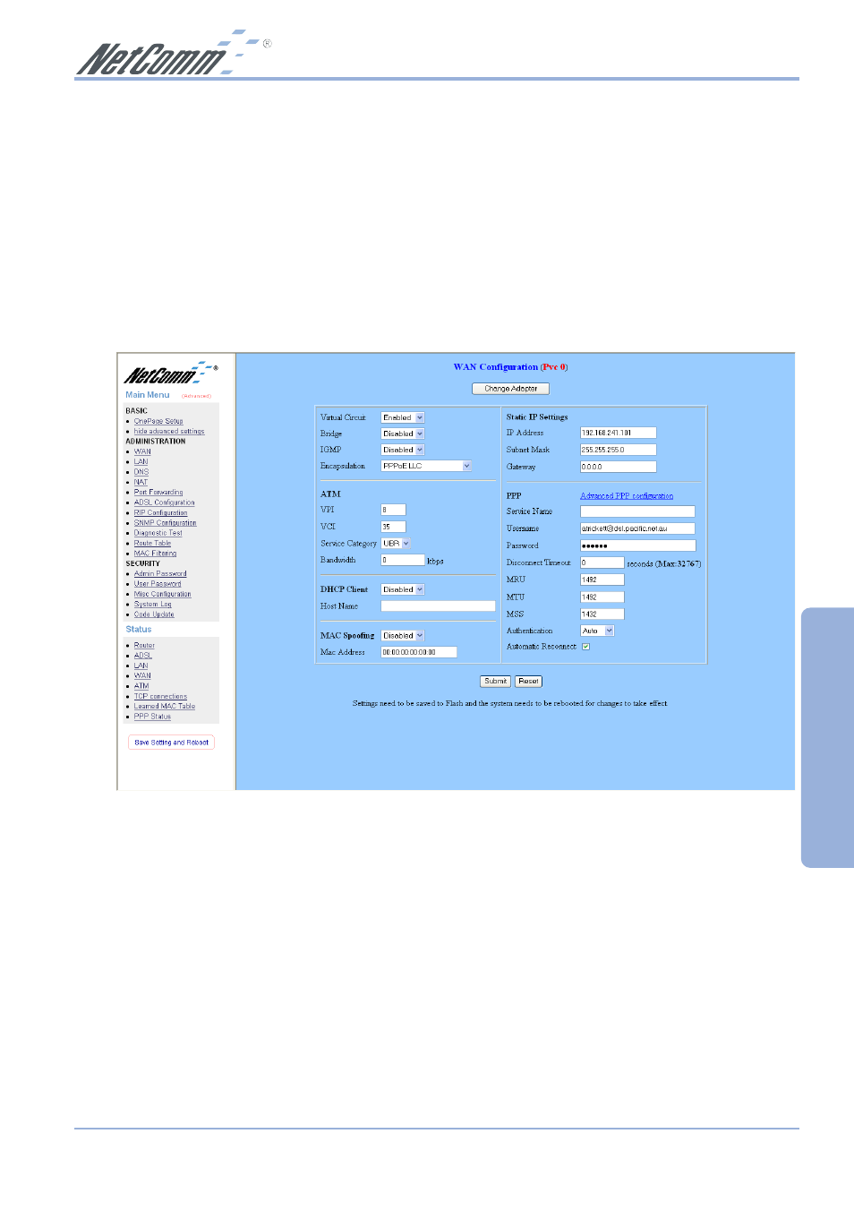 Advanced | NetComm NB1300 Plus 4W User Manual | Page 41 / 84