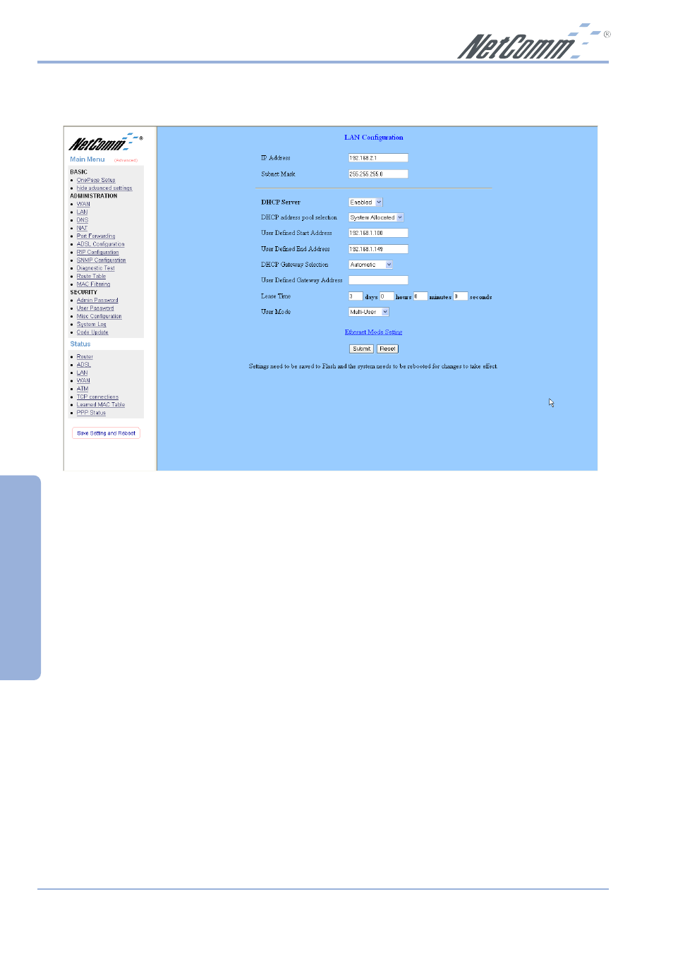 Advanced | NetComm NB1300 Plus 4W User Manual | Page 44 / 84