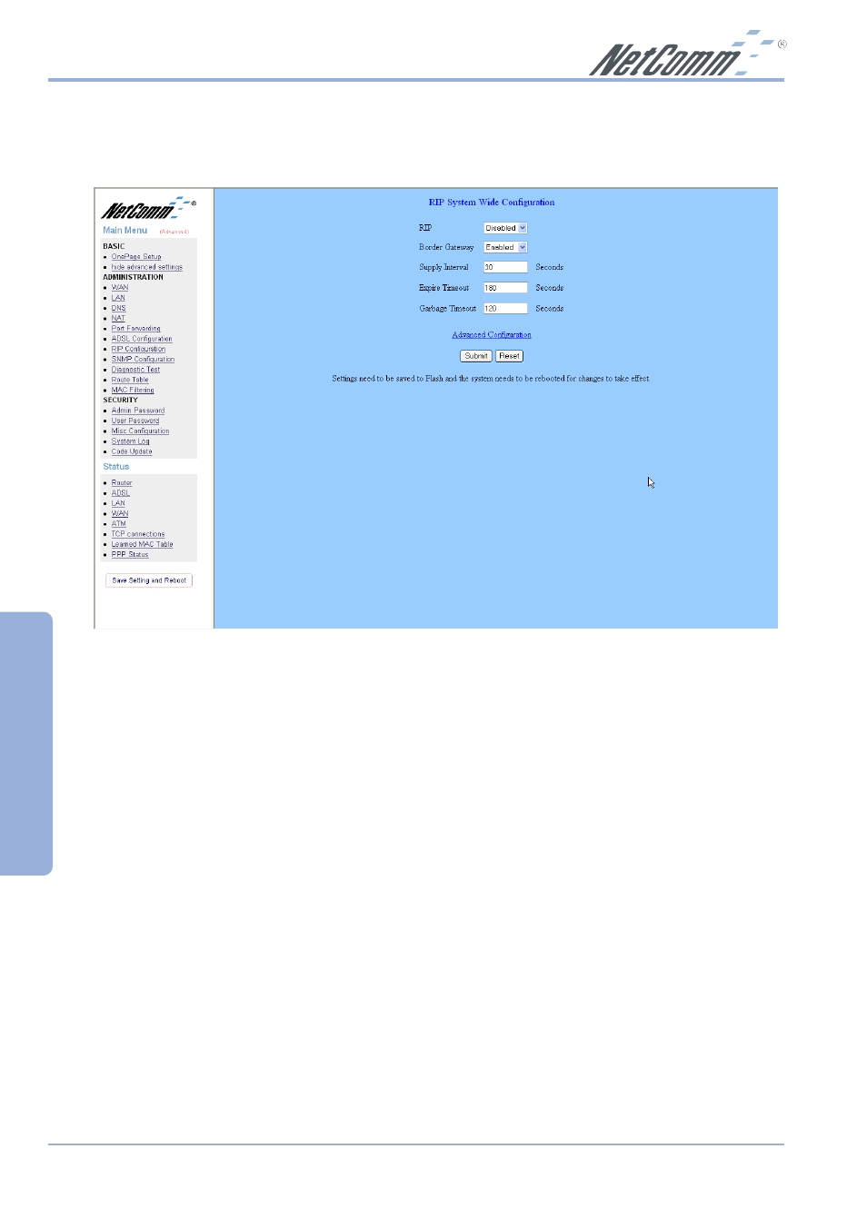 Advanced | NetComm NB1300 Plus 4W User Manual | Page 50 / 84