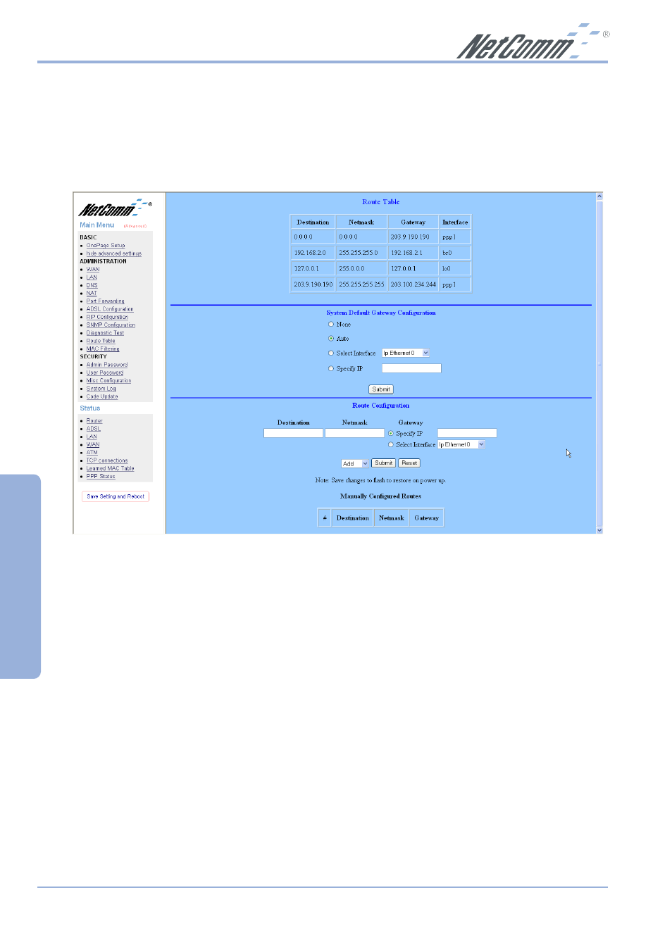 Advanced | NetComm NB1300 Plus 4W User Manual | Page 52 / 84