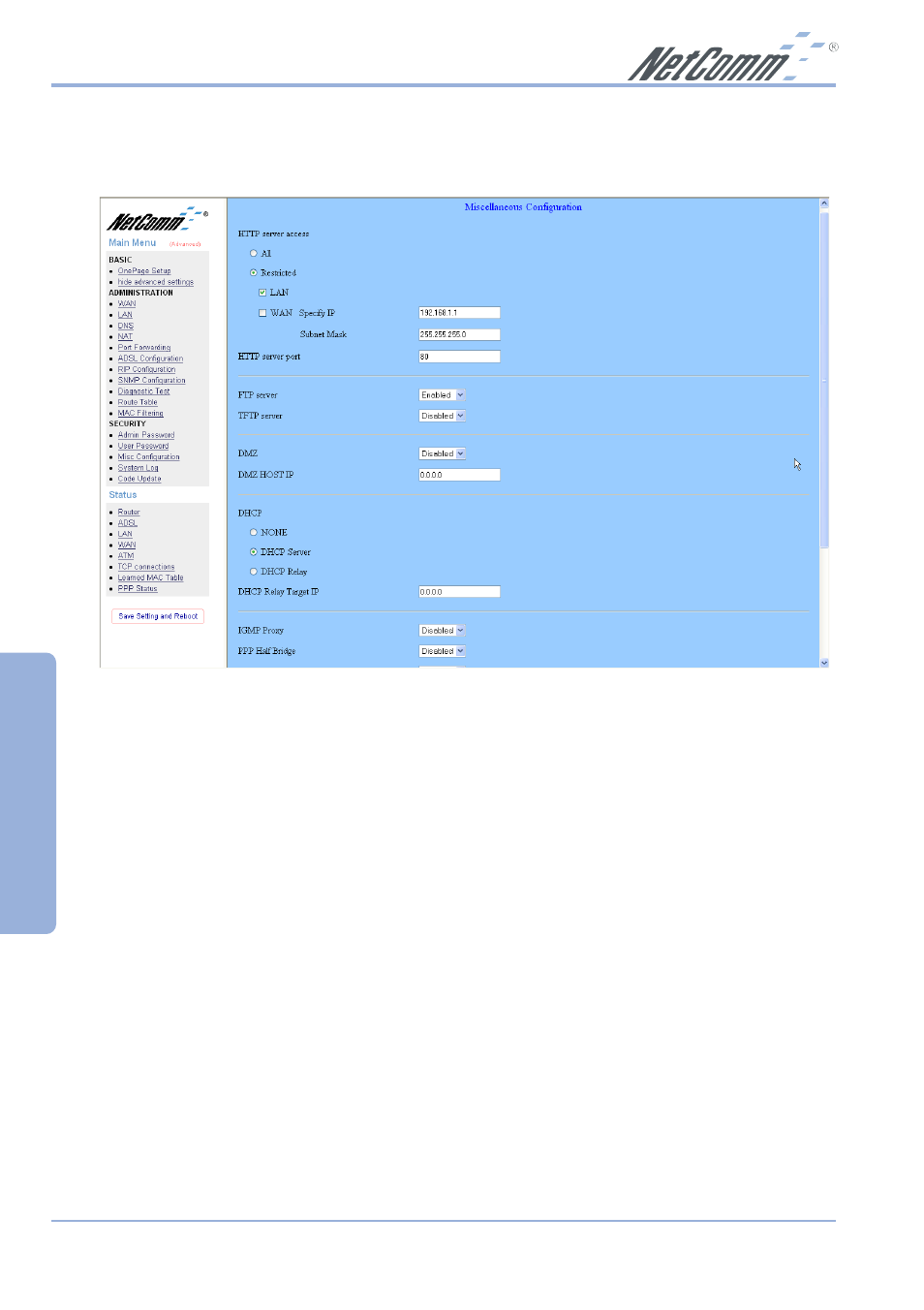 Advanced | NetComm NB1300 Plus 4W User Manual | Page 56 / 84