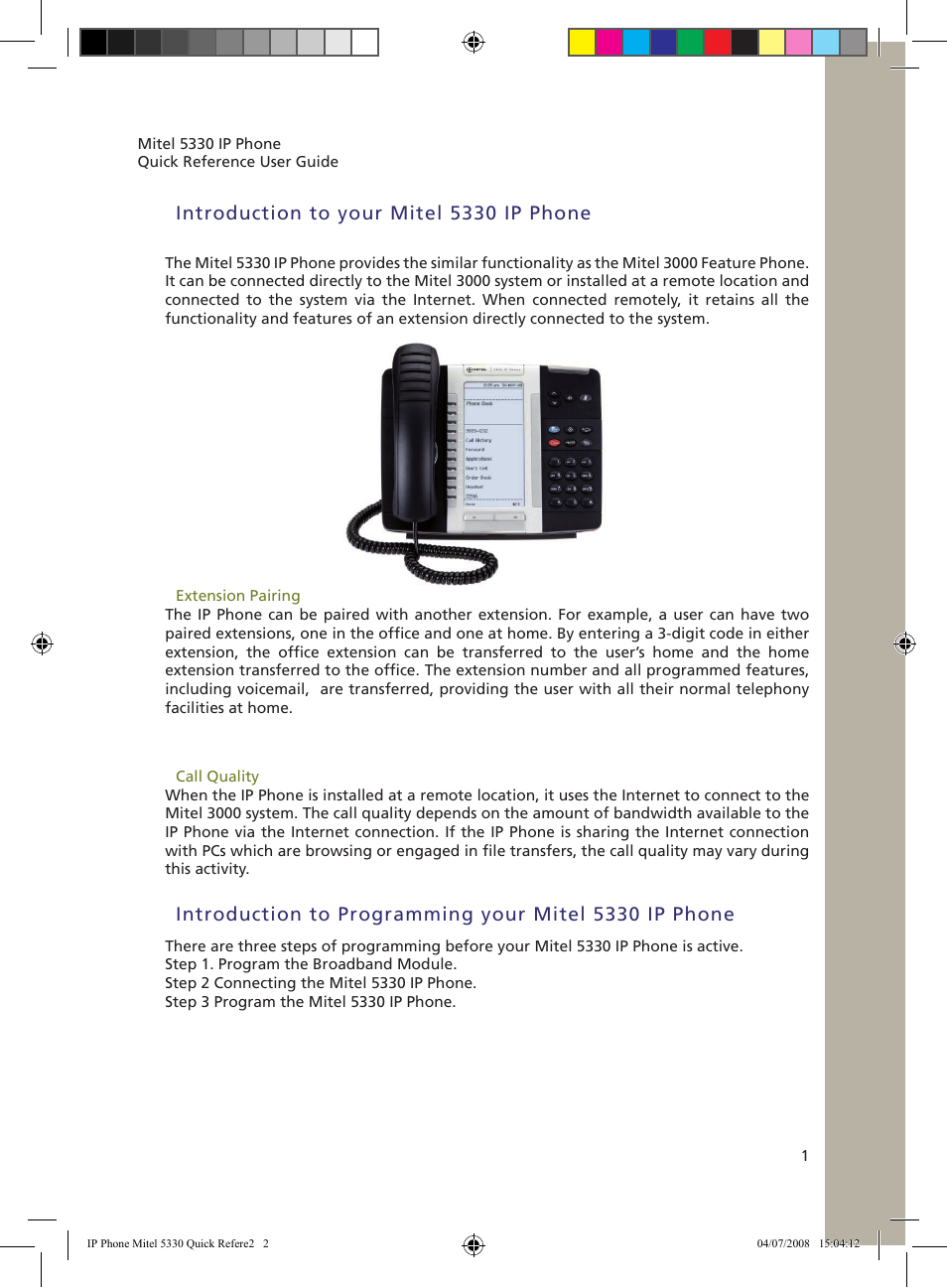 Introduction to your mitel 5330 ip phone | NetComm 5330 User Manual | Page 2 / 29