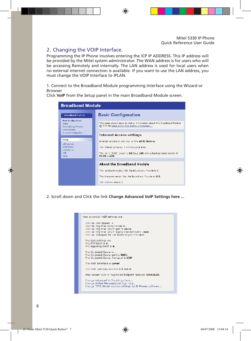 Changing the voip interface | NetComm 5330 User Manual | Page 7 / 29