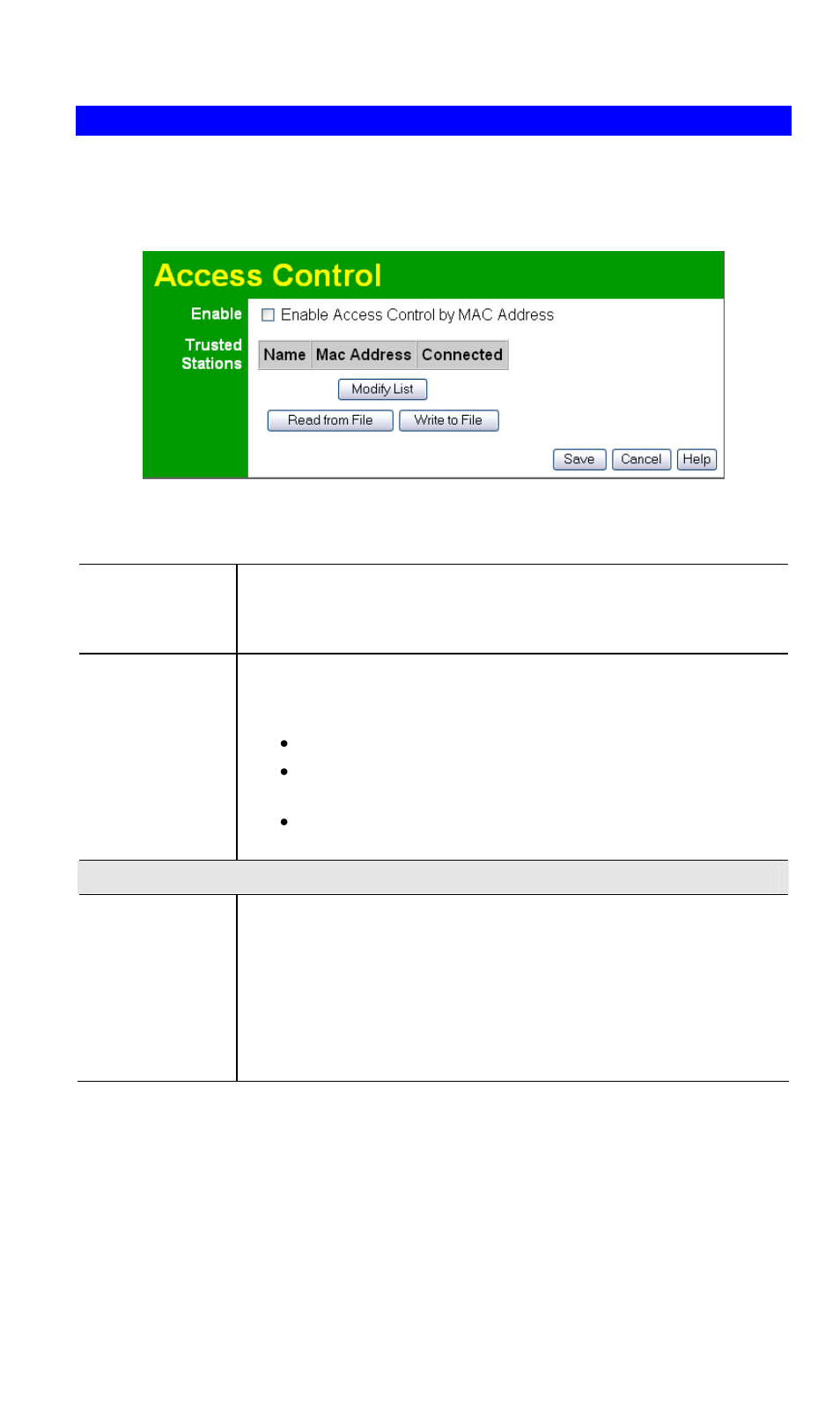 Access control, Data - access control screen | NetComm Wireless Access Point NP720 User Manual | Page 17 / 118