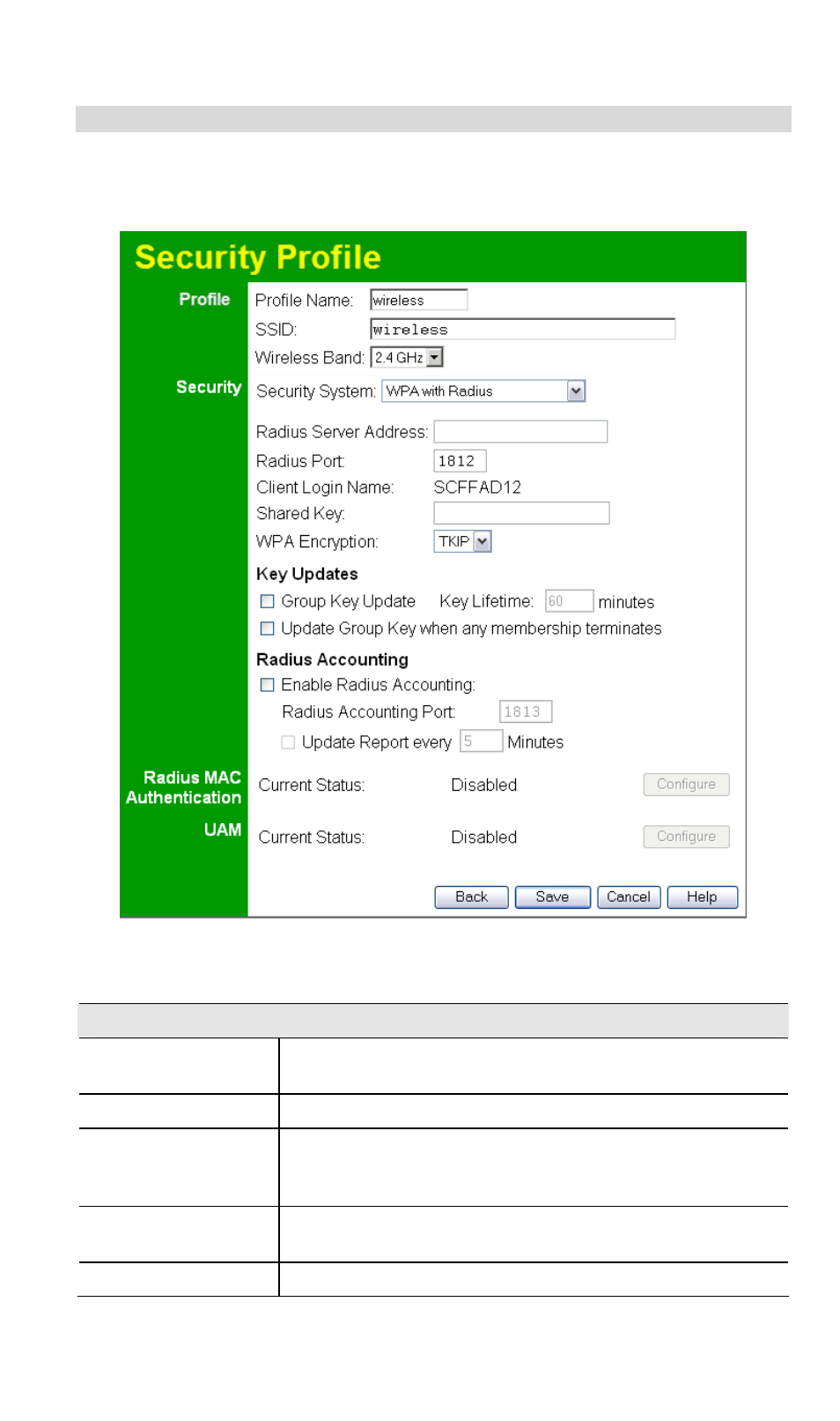 Security settings - wpa with radius, Data - wpa with radius screen | NetComm Wireless Access Point NP720 User Manual | Page 33 / 118