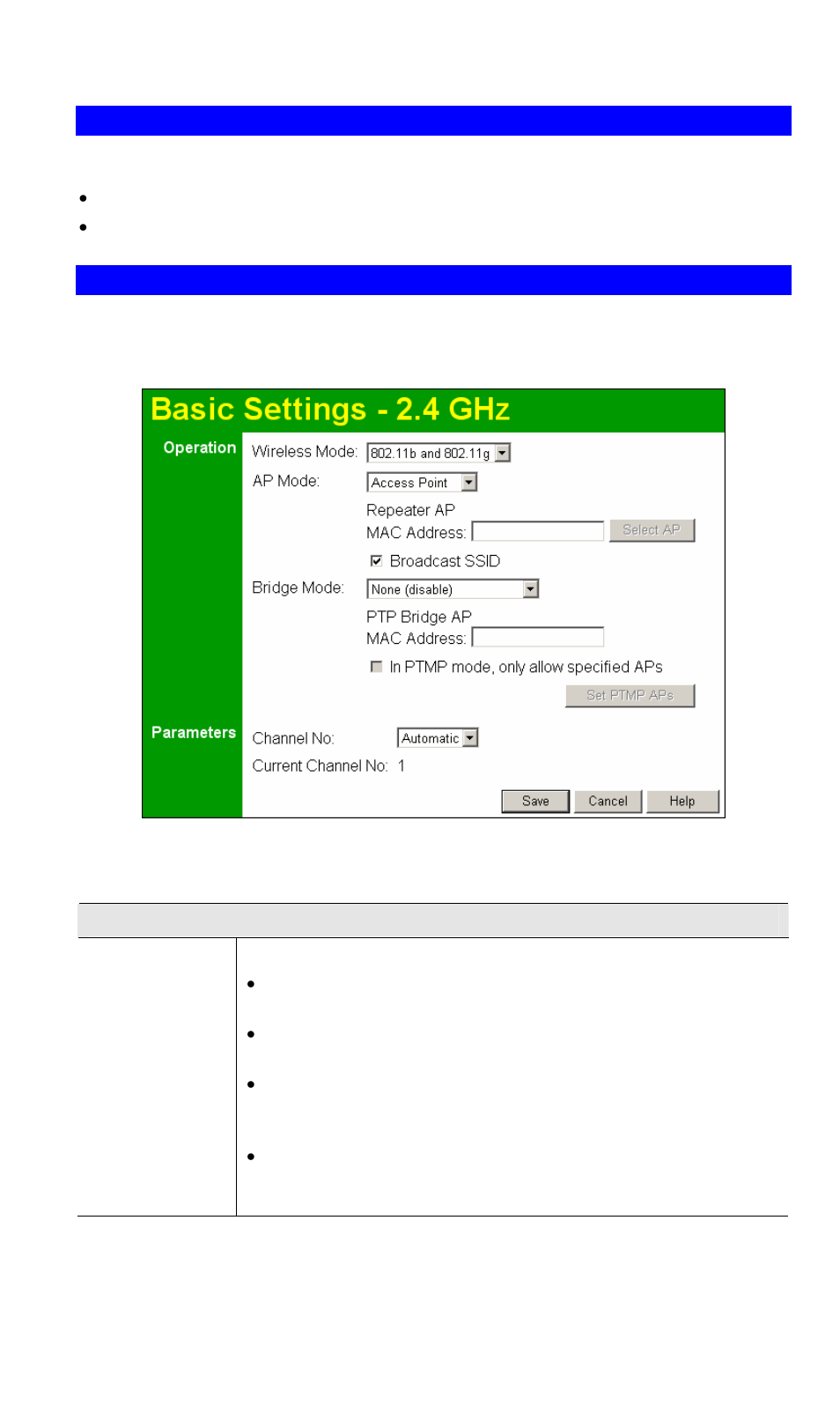 Wireless screens, Basic settings screen, Data - basic settings screen | NetComm Wireless Access Point NP720 User Manual | Page 44 / 118