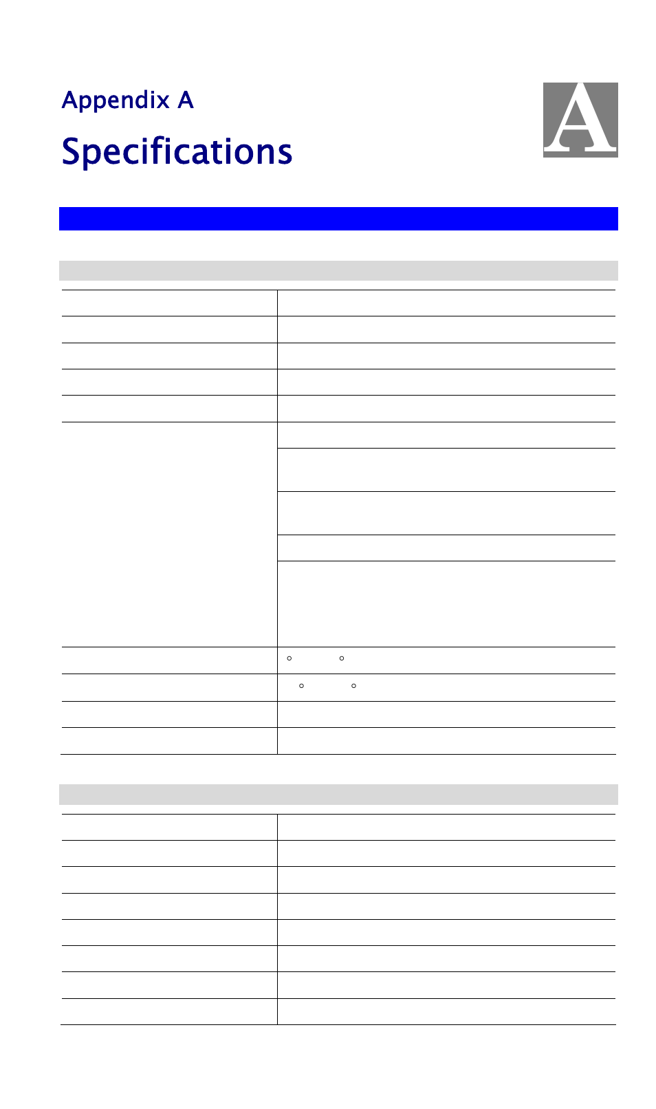 Appendix a specifications, Wireless access point, Hardware specifications | Wireless specifications, Specifications, Appendix a | NetComm Wireless Access Point NP720 User Manual | Page 85 / 118
