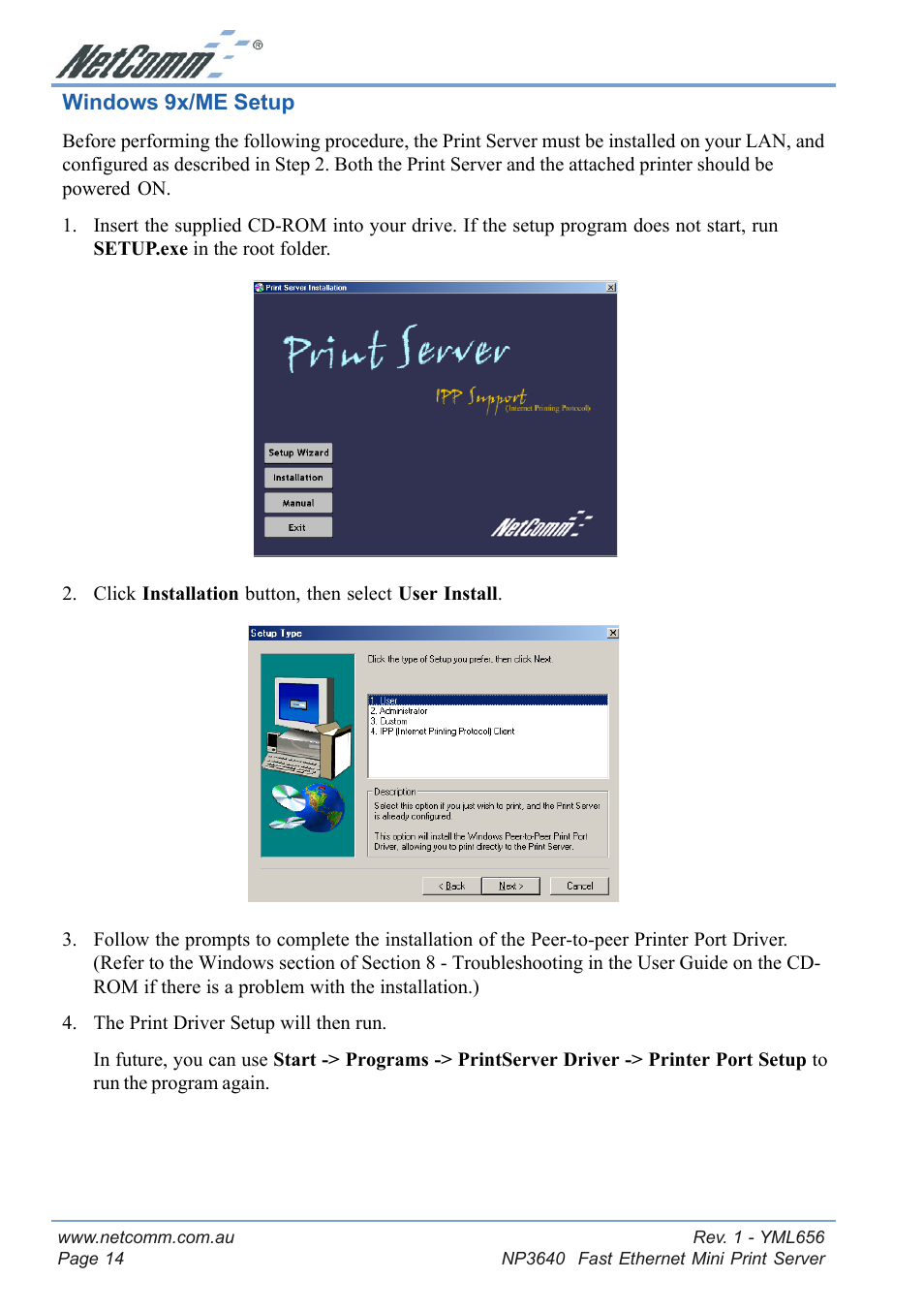 NetComm Fast Ethernet Mini Print Server NP3640 User Manual | Page 14 / 28