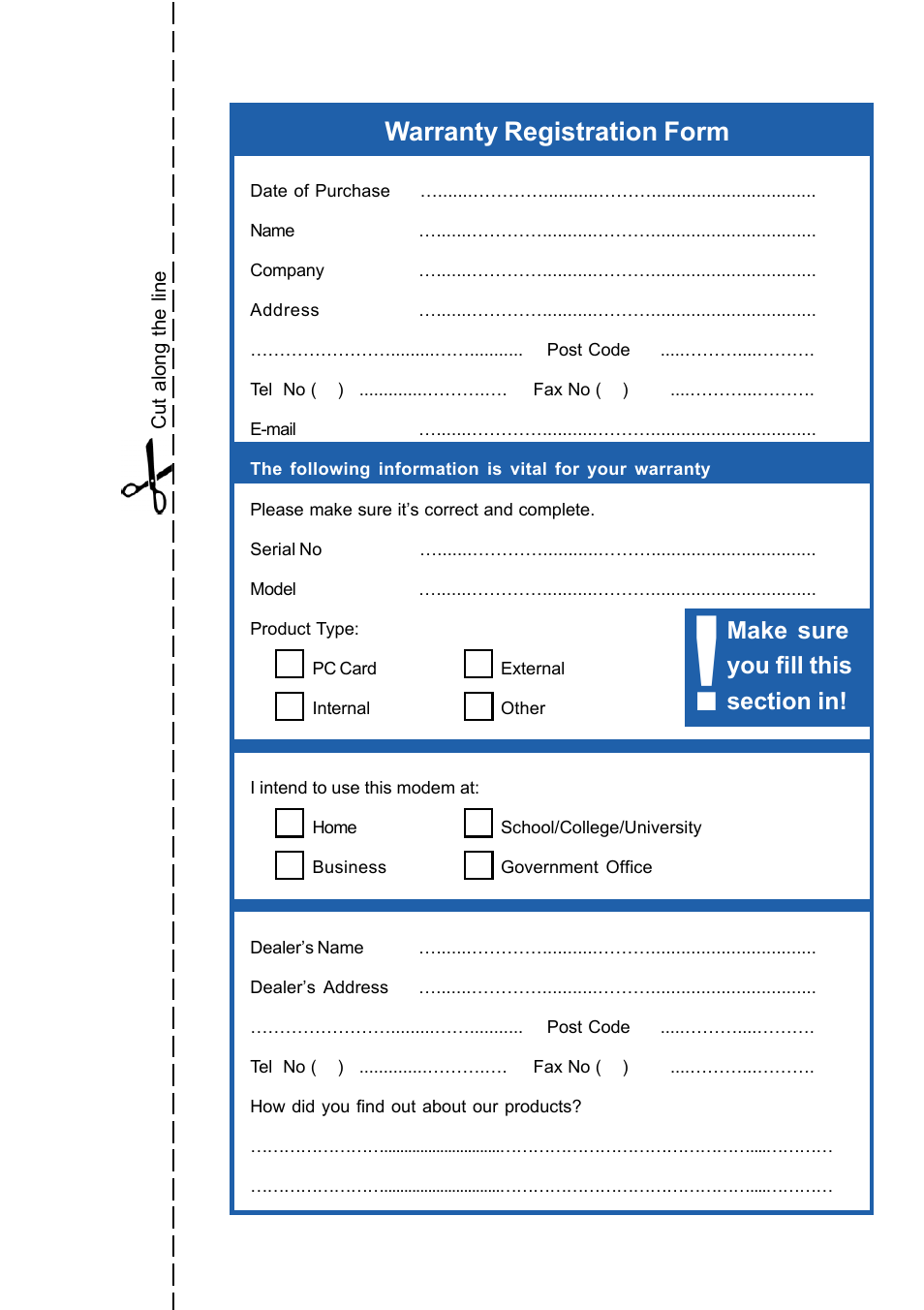 Warranty registration form | NetComm Fast Ethernet Mini Print Server NP3640 User Manual | Page 25 / 28