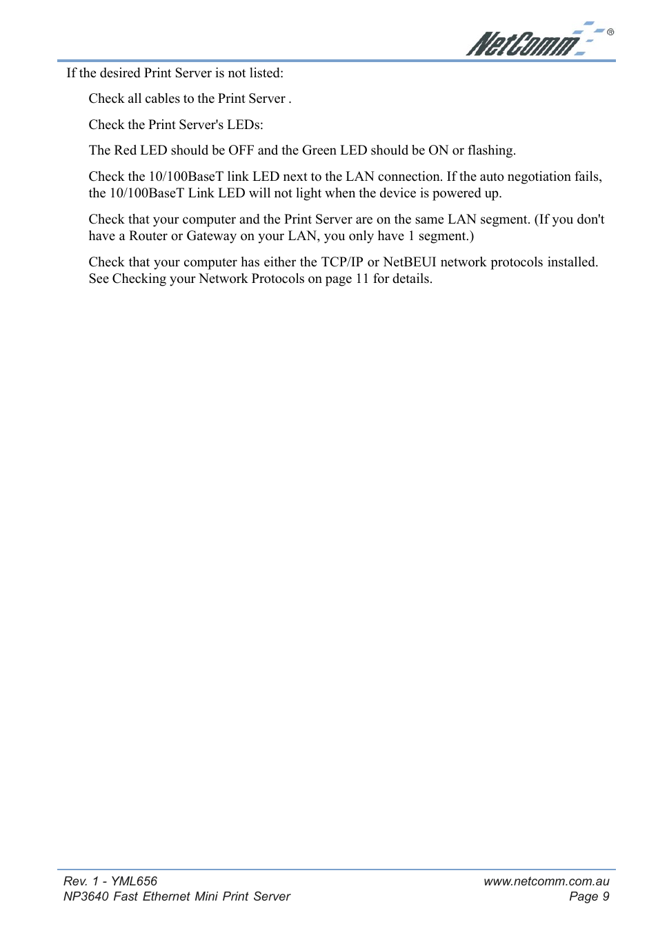 Step 3 - configuring your computers | NetComm Fast Ethernet Mini Print Server NP3640 User Manual | Page 9 / 28