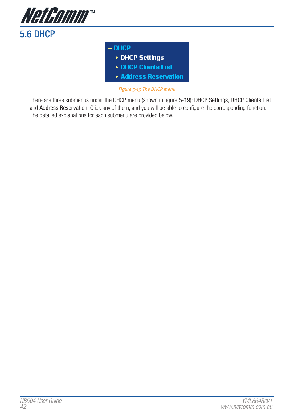 6 dhcp | NetComm NB504 User Manual | Page 42 / 92