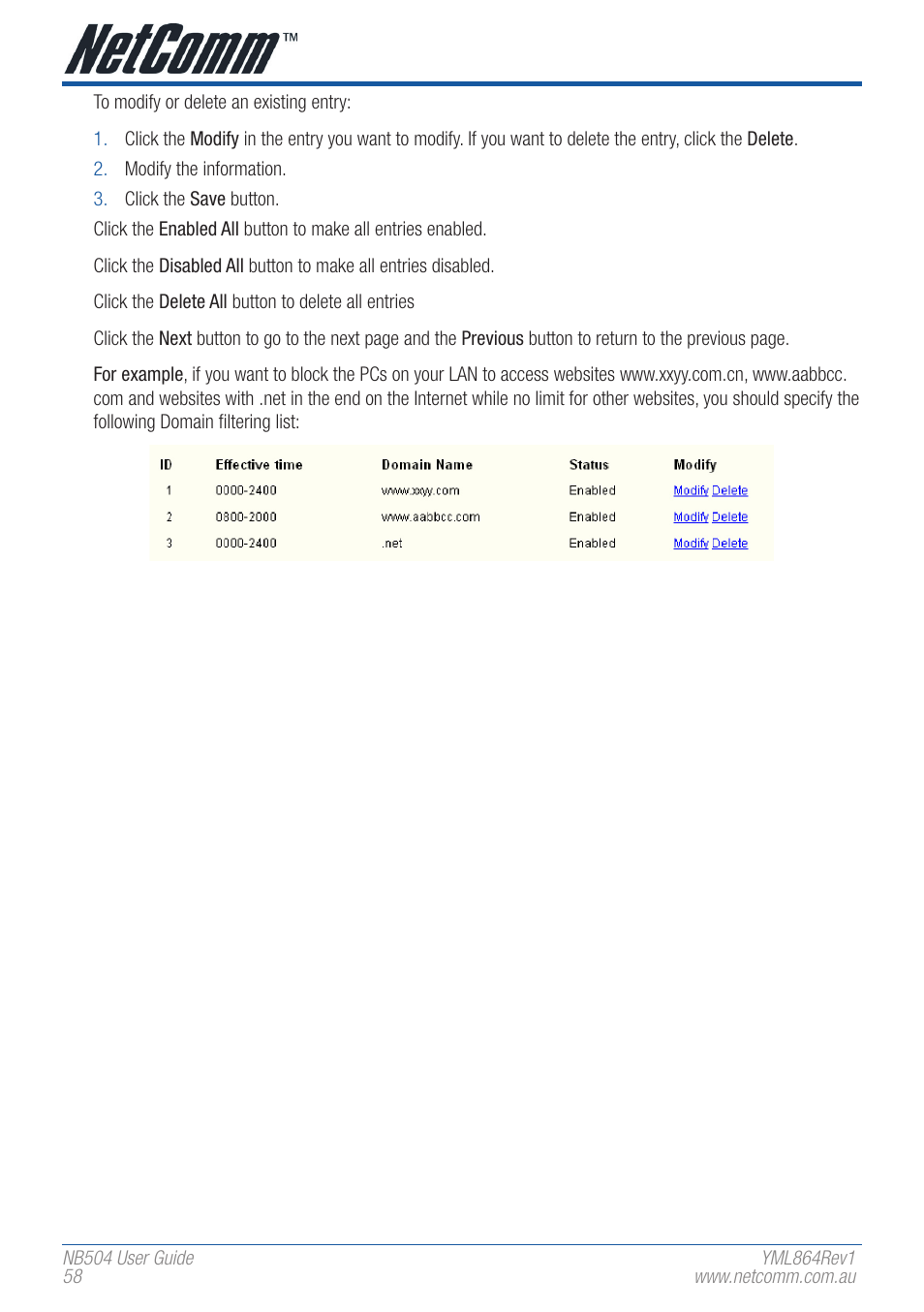 NetComm NB504 User Manual | Page 58 / 92