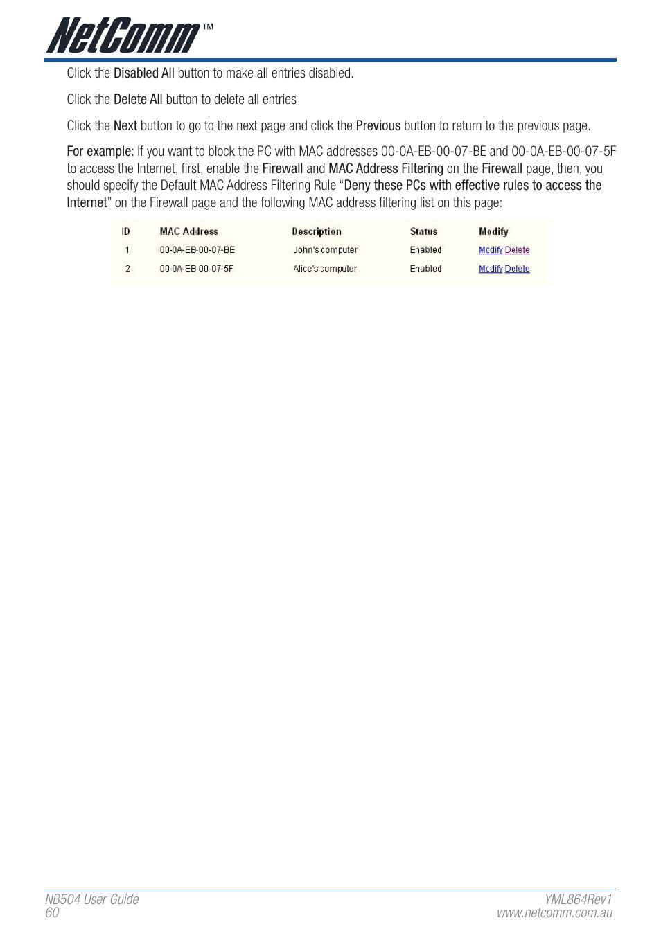 NetComm NB504 User Manual | Page 60 / 92