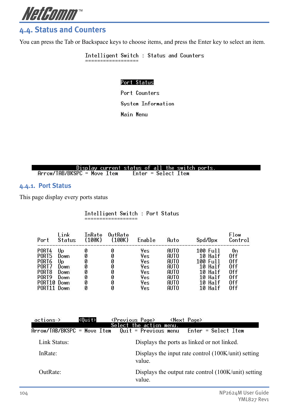 Status and counters | NetComm NP2624M User Manual | Page 104 / 134