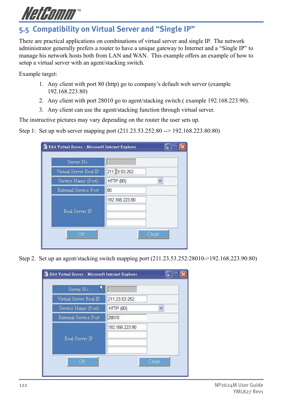 5 compatibility on virtual server and “single ip | NetComm NP2624M User Manual | Page 122 / 134