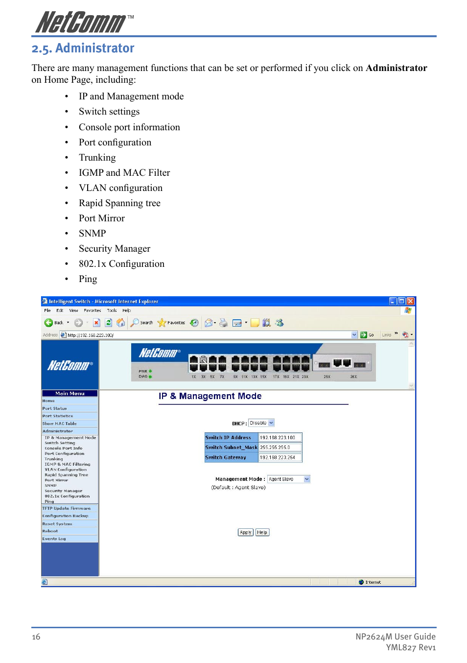 Administrator | NetComm NP2624M User Manual | Page 16 / 134