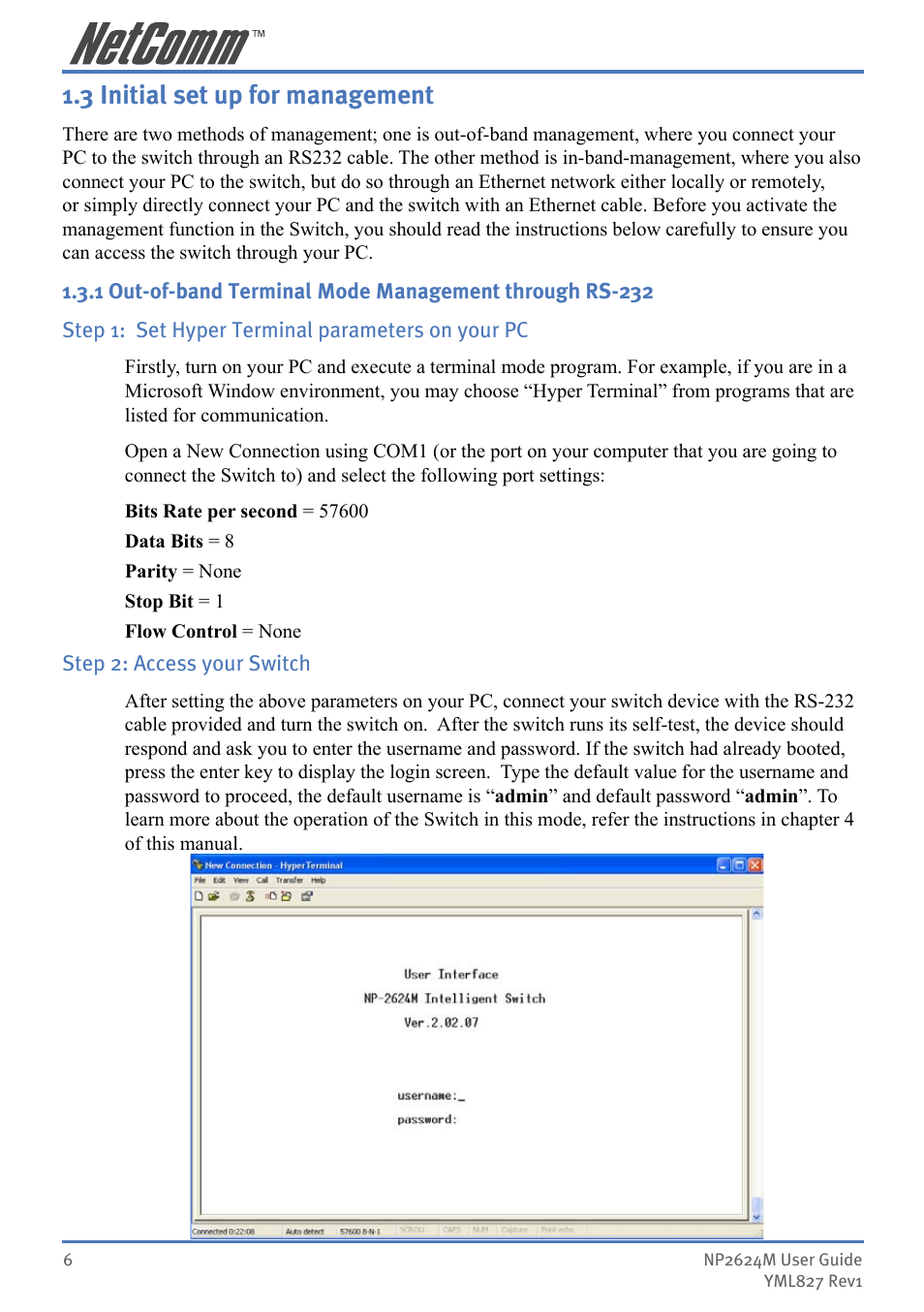 3 initial set up for management | NetComm NP2624M User Manual | Page 6 / 134