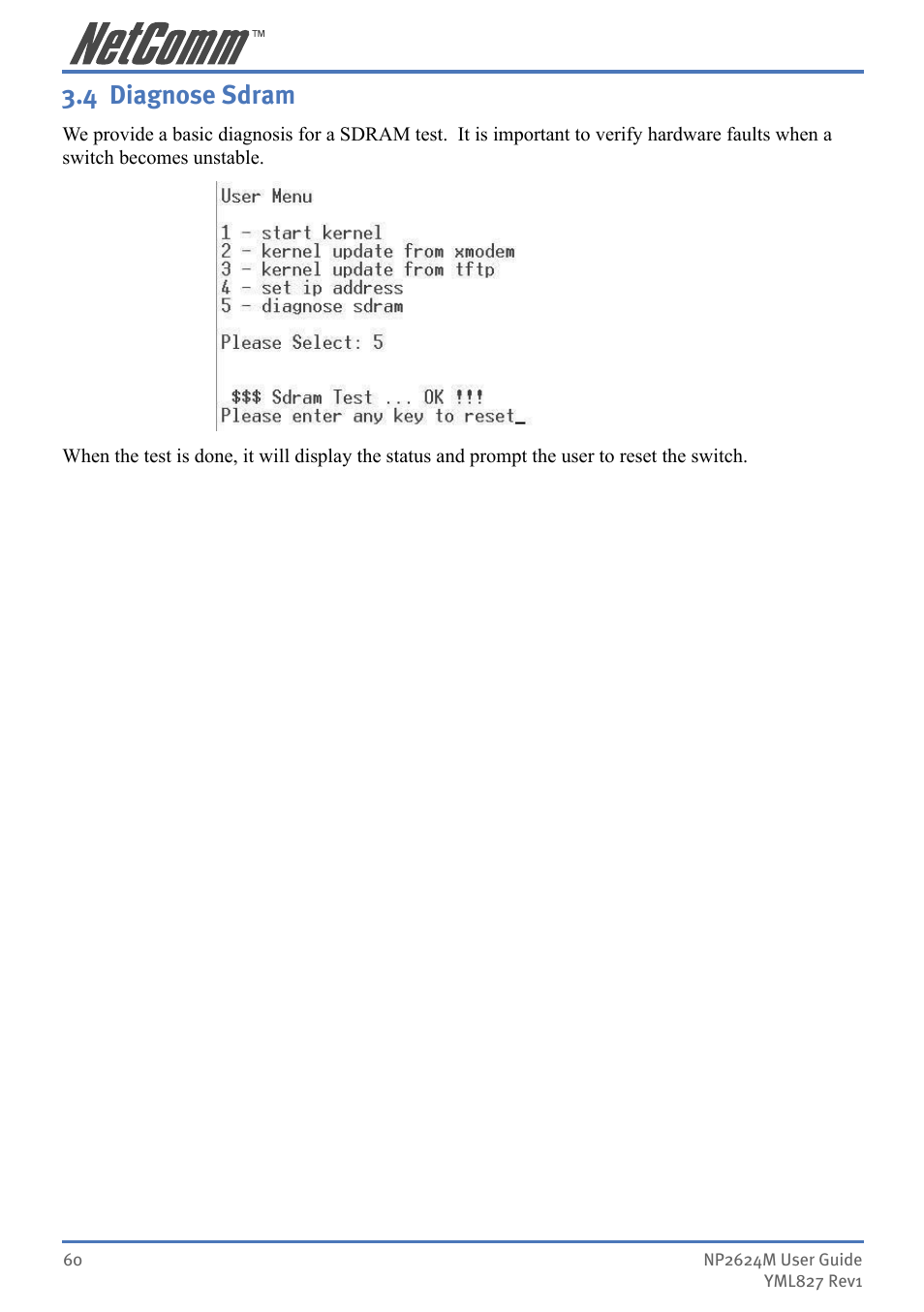 4 diagnose sdram | NetComm NP2624M User Manual | Page 60 / 134