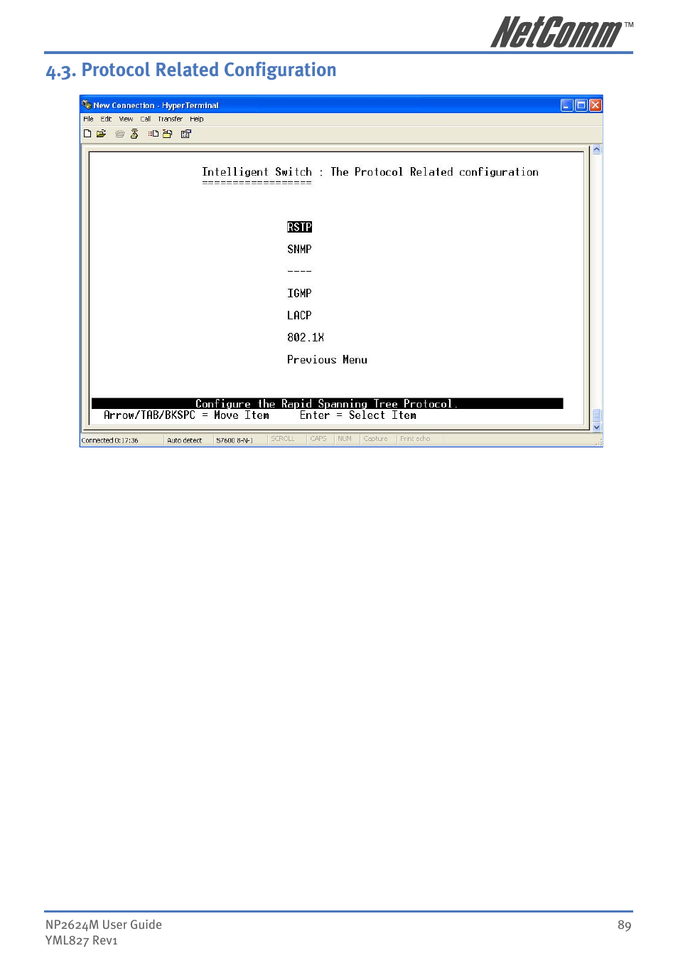 Protocol related conﬁguration, Protocol related configuration | NetComm NP2624M User Manual | Page 89 / 134