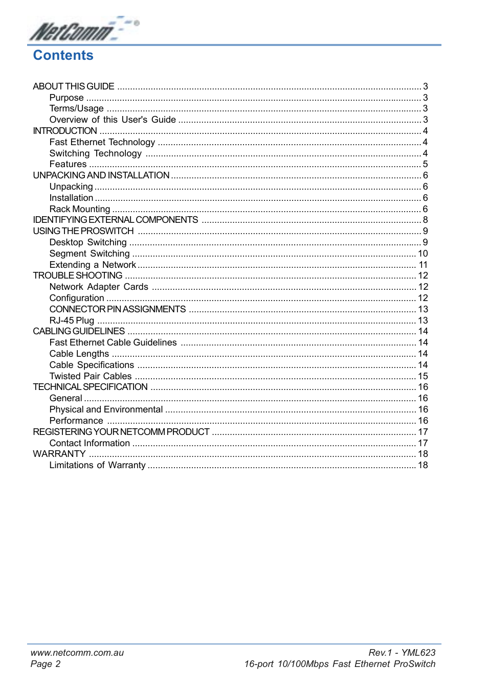 NetComm NP2160 User Manual | Page 2 / 20