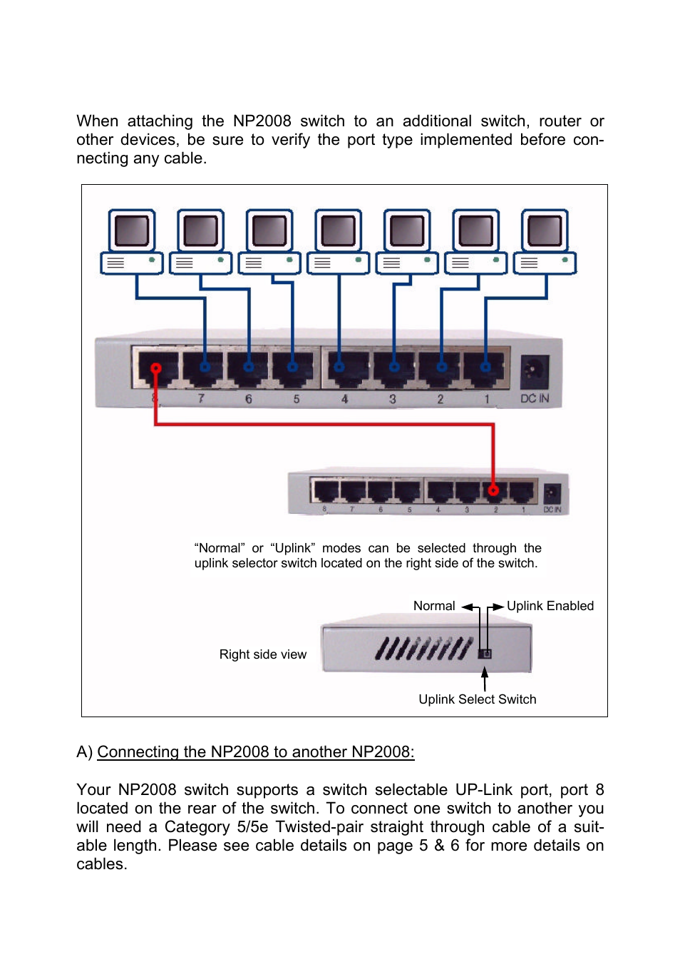 Cascading the switch | NetComm NP2008 User Manual | Page 9 / 12