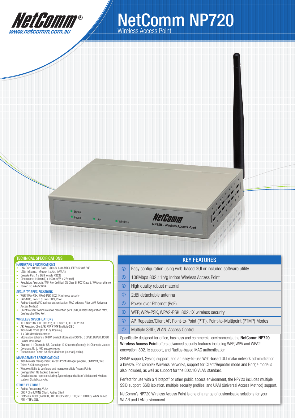 NetComm NP720 User Manual | 2 pages
