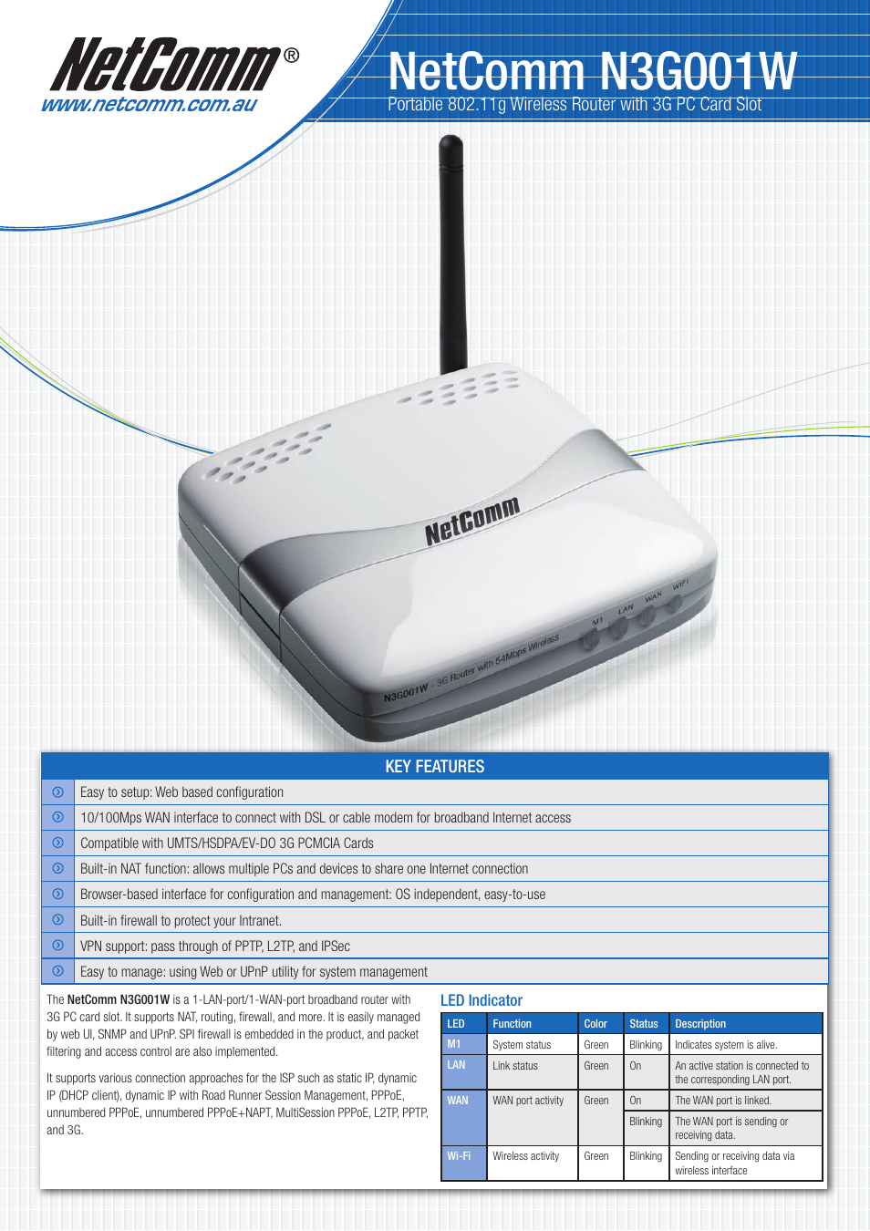 NetComm N3G001W User Manual | 2 pages