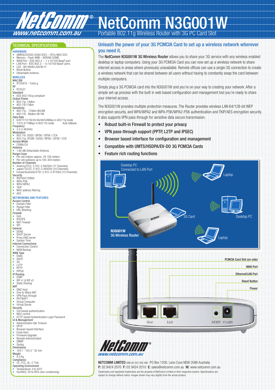 Netcomm n3g001w | NetComm N3G001W User Manual | Page 2 / 2