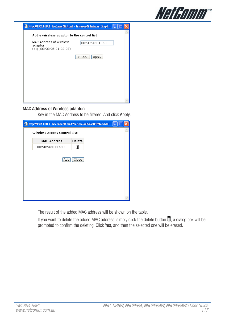 NetComm NB6W User Manual | Page 117 / 170