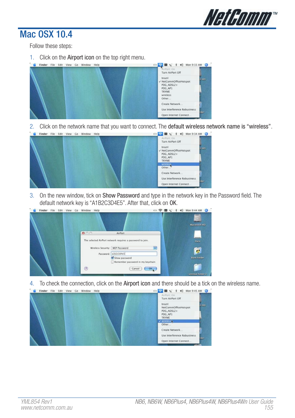 Mac osx 10.4 | NetComm NB6W User Manual | Page 155 / 170