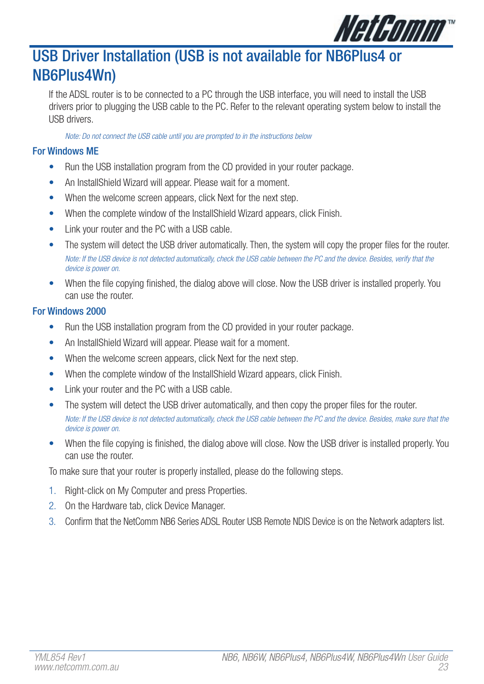 NetComm NB6W User Manual | Page 23 / 170