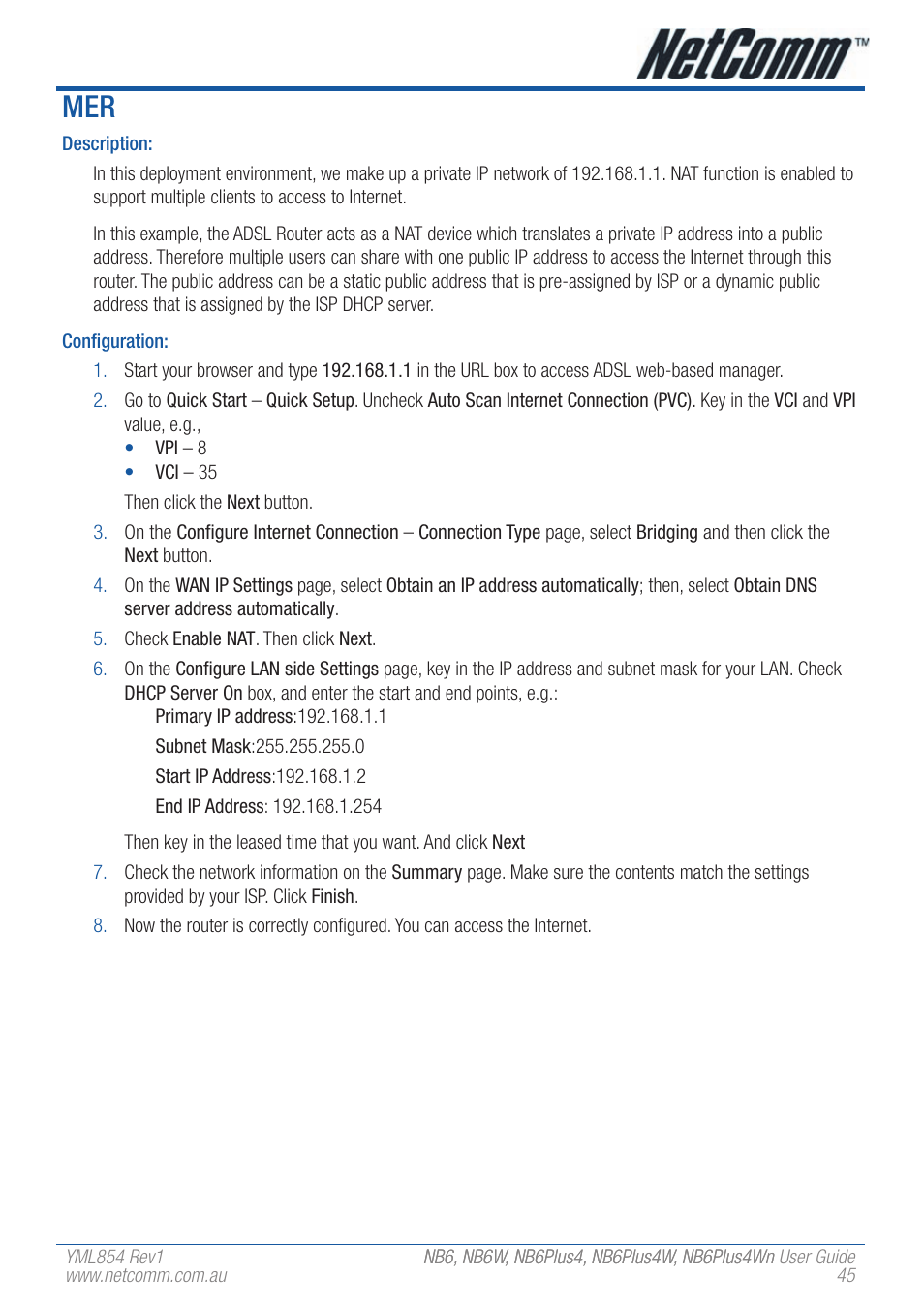 NetComm NB6W User Manual | Page 45 / 170