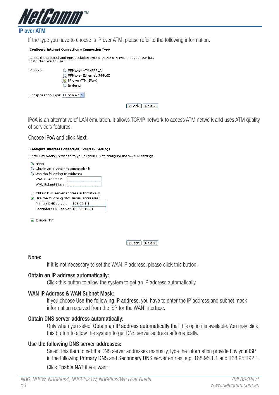 NetComm NB6W User Manual | Page 54 / 170