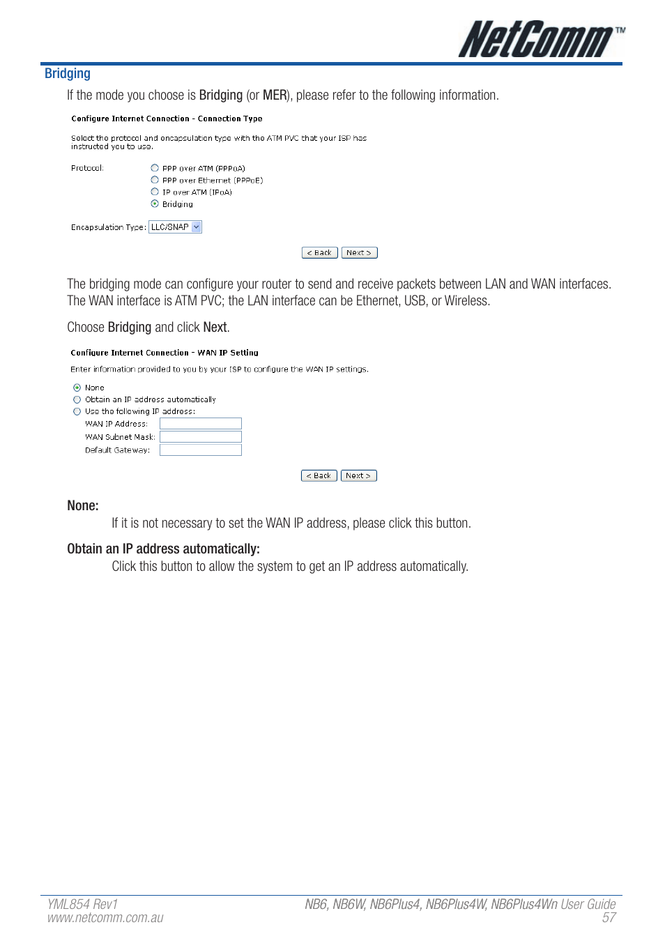 NetComm NB6W User Manual | Page 57 / 170