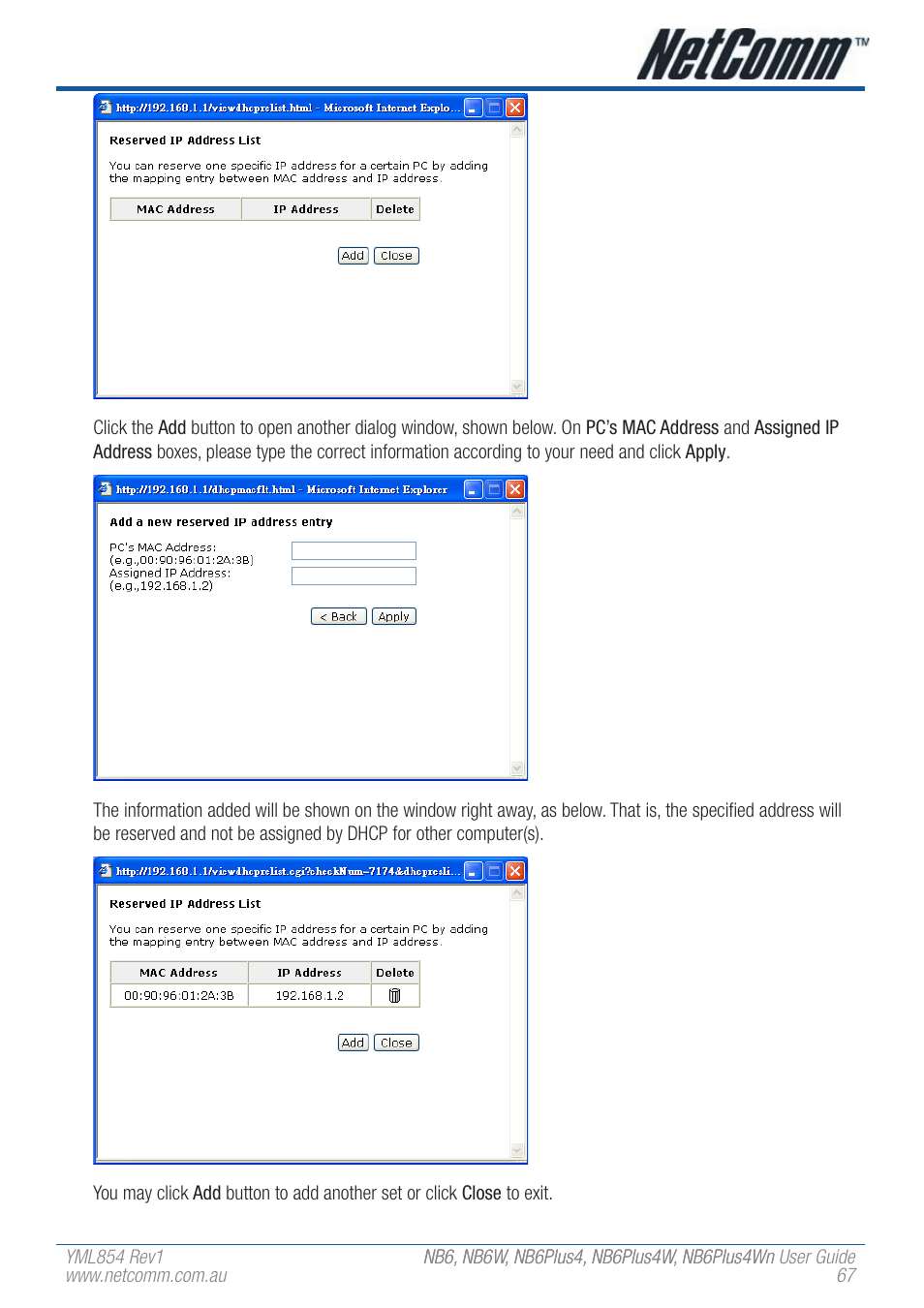 NetComm NB6W User Manual | Page 67 / 170