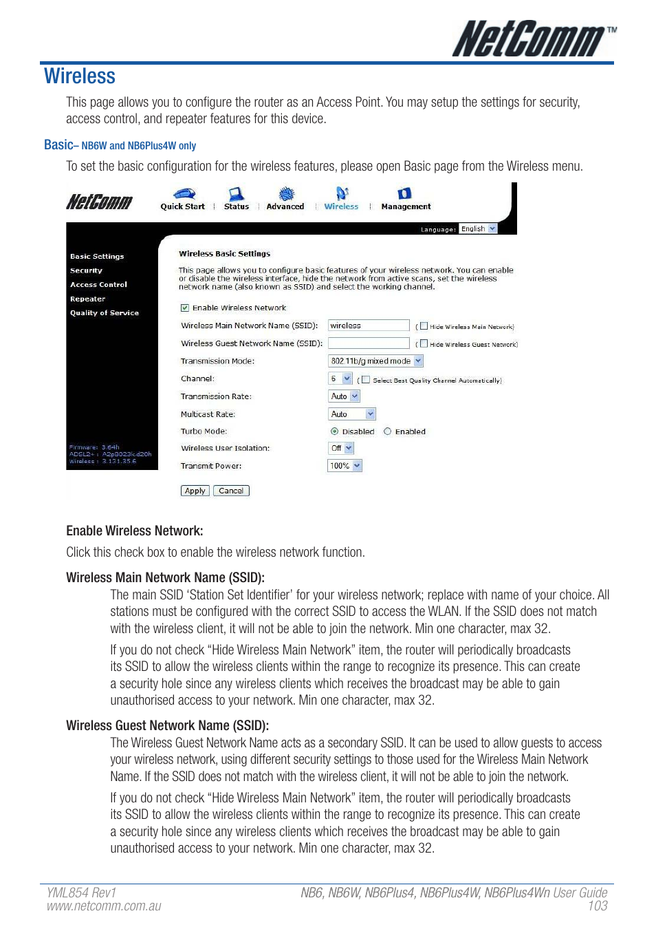 Wireless | NetComm NB6PLUS4WN User Manual | Page 103 / 170