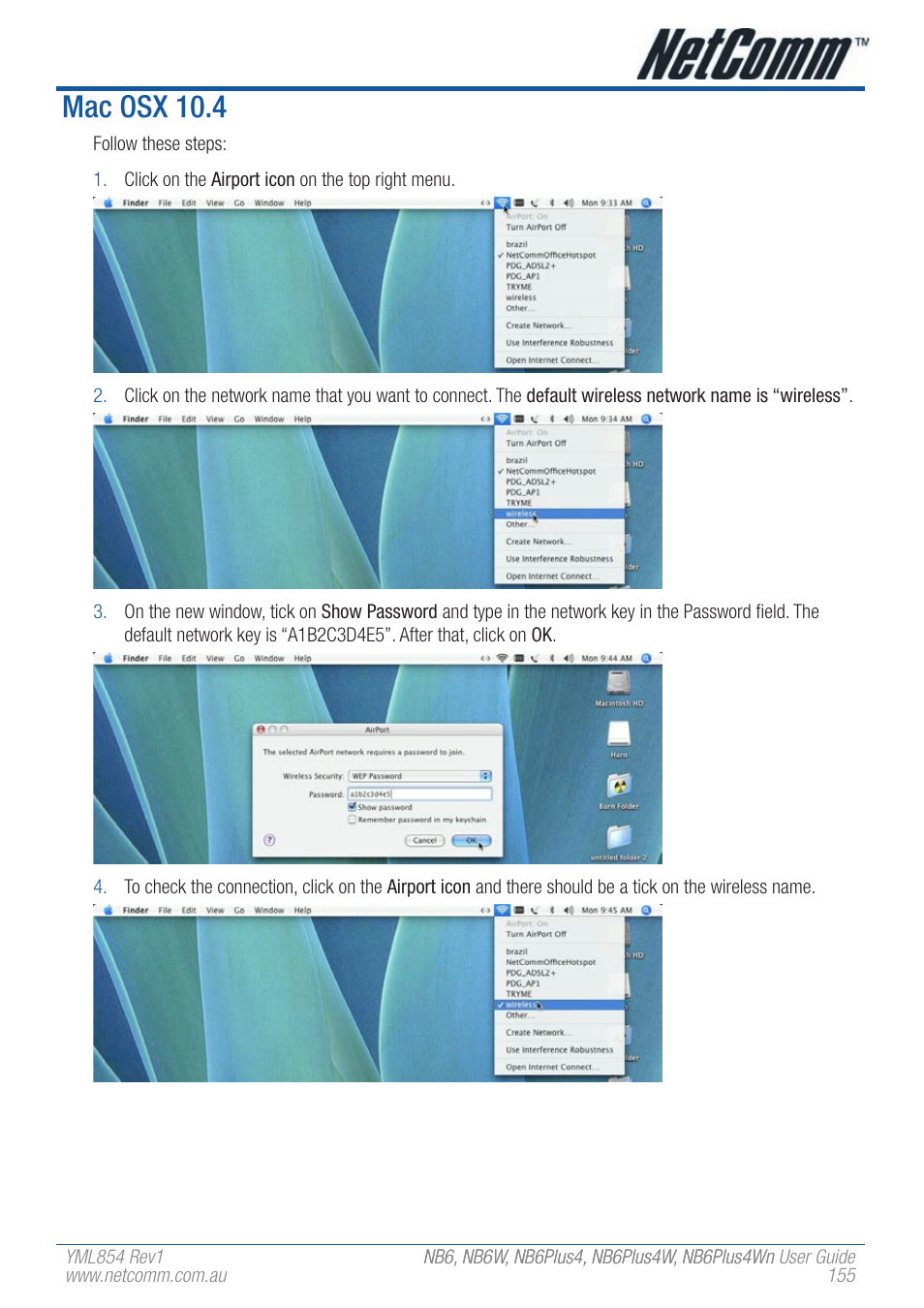 Mac osx 10.4 | NetComm NB6PLUS4WN User Manual | Page 155 / 170