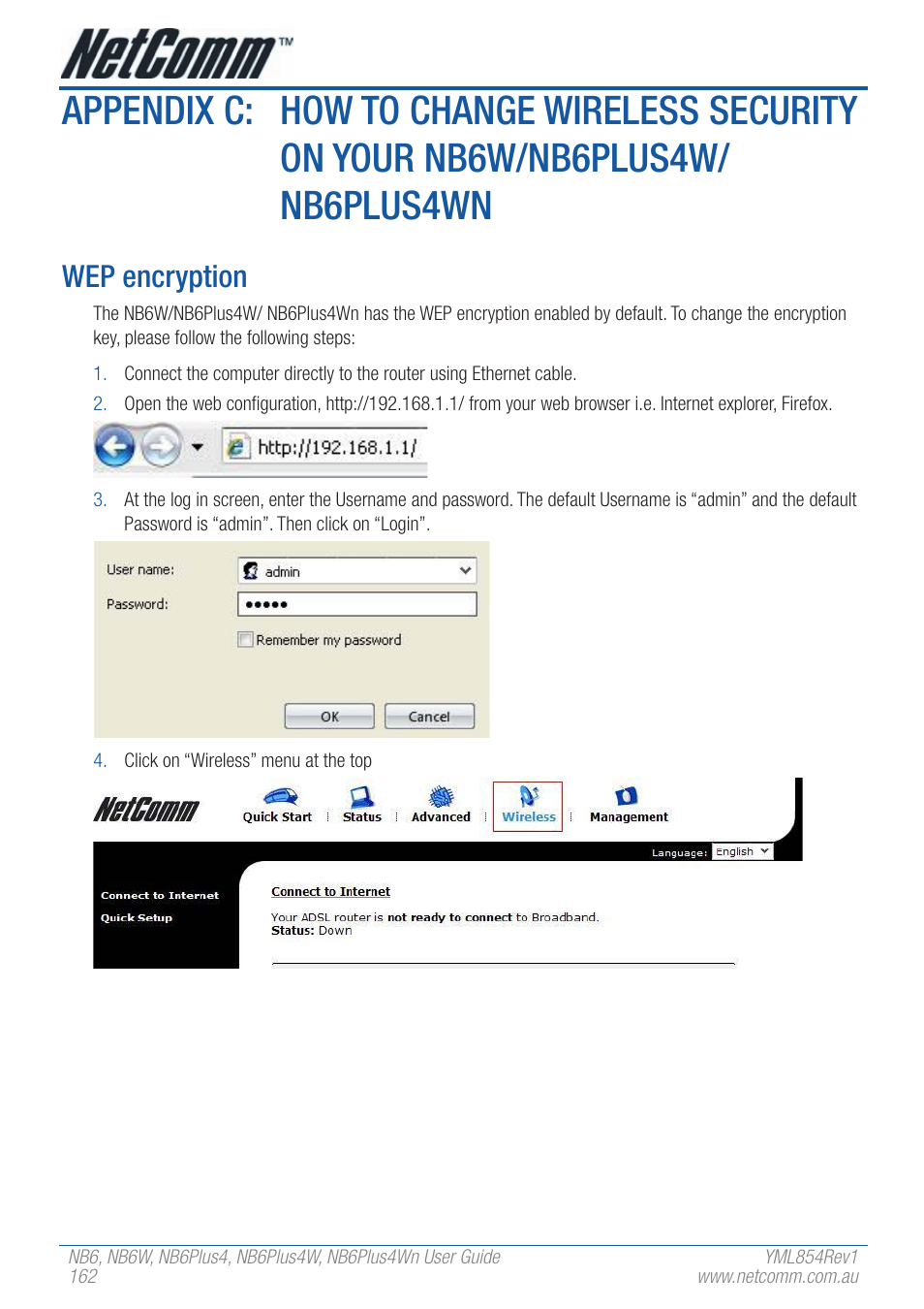 Wep encryption | NetComm NB6PLUS4WN User Manual | Page 162 / 170