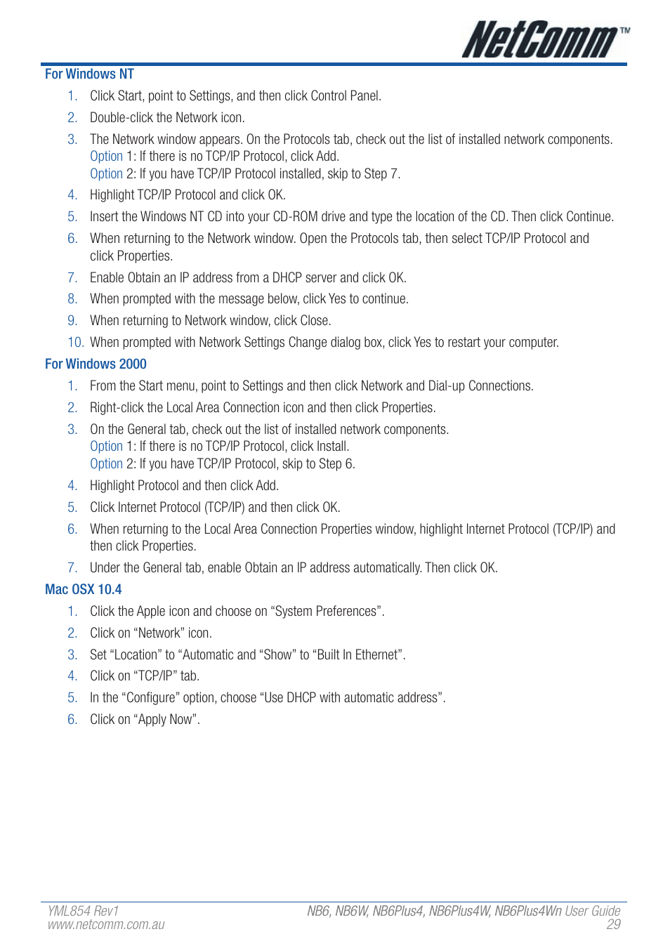 NetComm NB6PLUS4WN User Manual | Page 29 / 170
